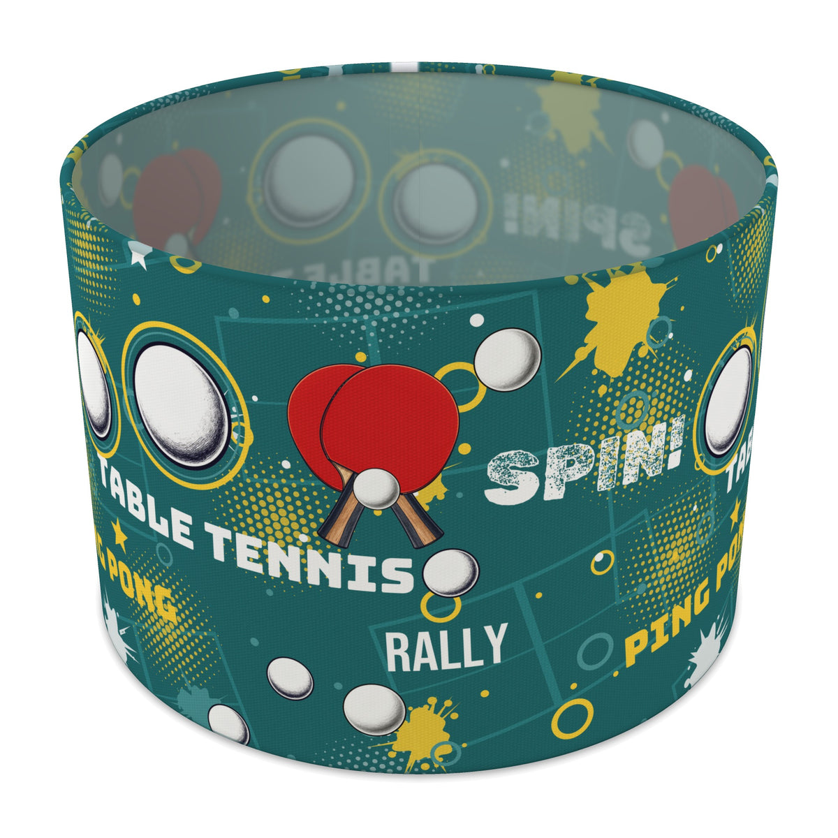 Teal Ping Pong Rally II lampshade - 30cm x 21cm Table