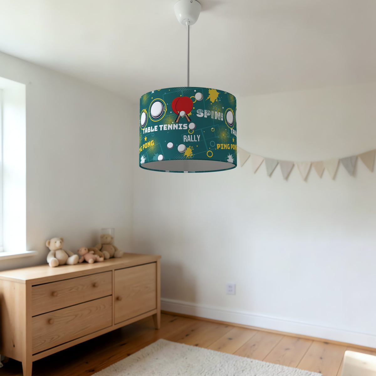 Teal Ping Pong Rally II lampshade - 20cm x 18.5cm Ceiling - photo 3
