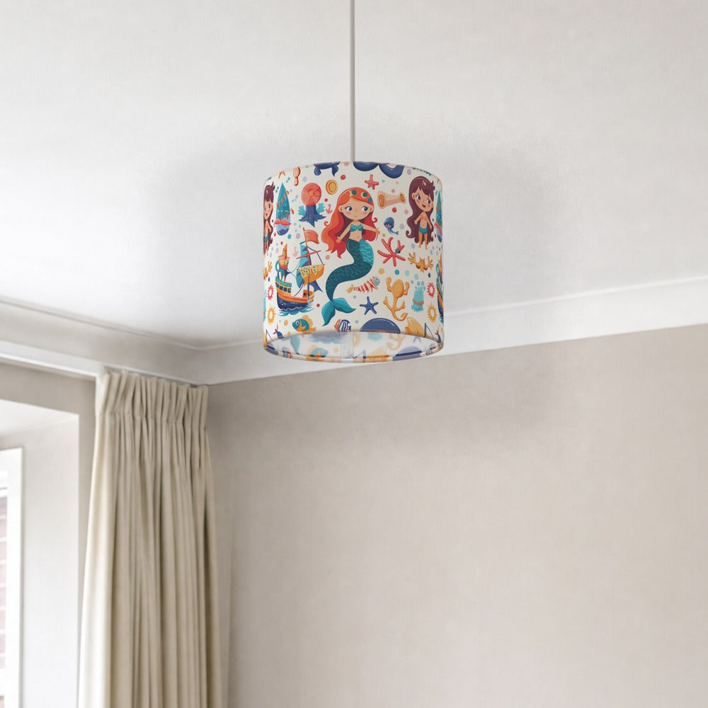 Mermaids and Sailboats lampshade