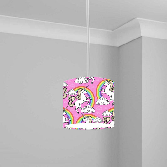 Pink Unicorn and Rainbow Ceiling Lampshade Lightshade for Kids Room - 20cm x 18.5cm