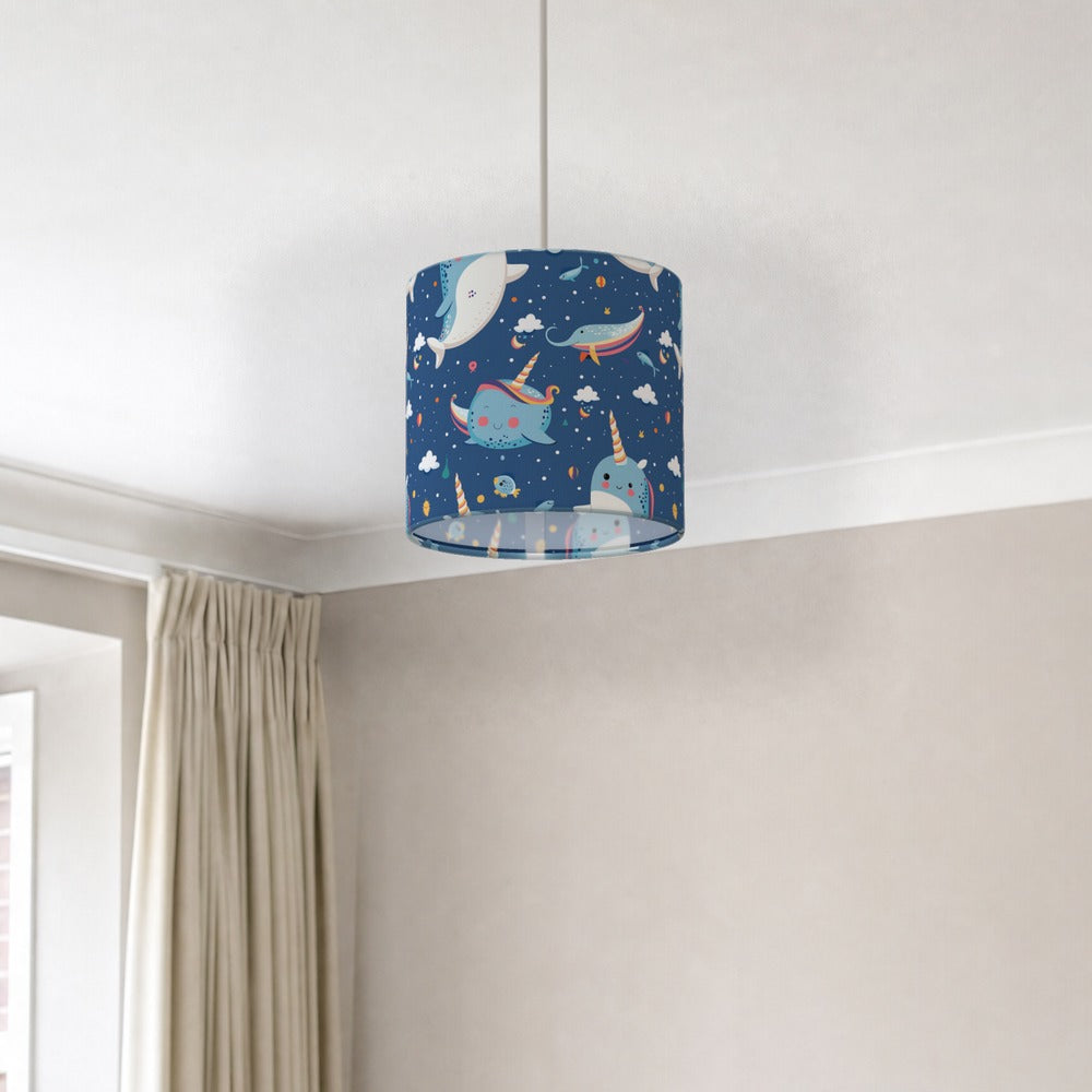 Narwhal Whale Clouds lampshade