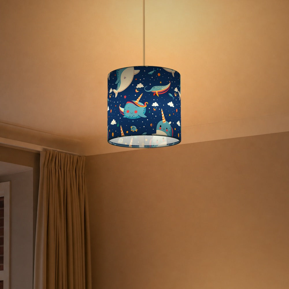 Narwhal Whale Clouds lampshade