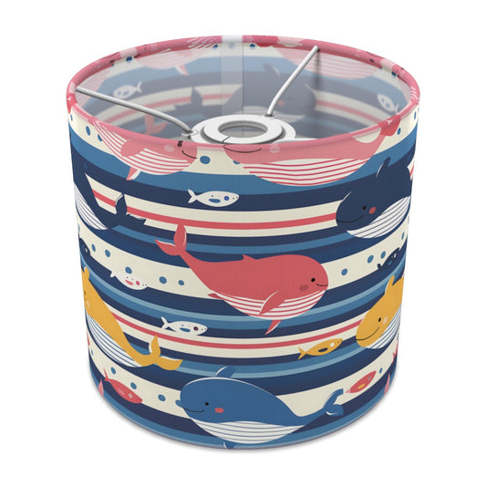 Playful Whales on Navy Stripes lampshade - 20cm Ceiling