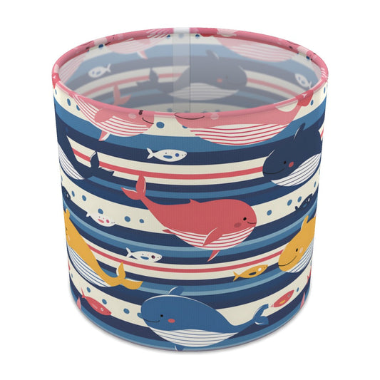 Playful Whales on Navy Stripes lampshade - 20cm Table