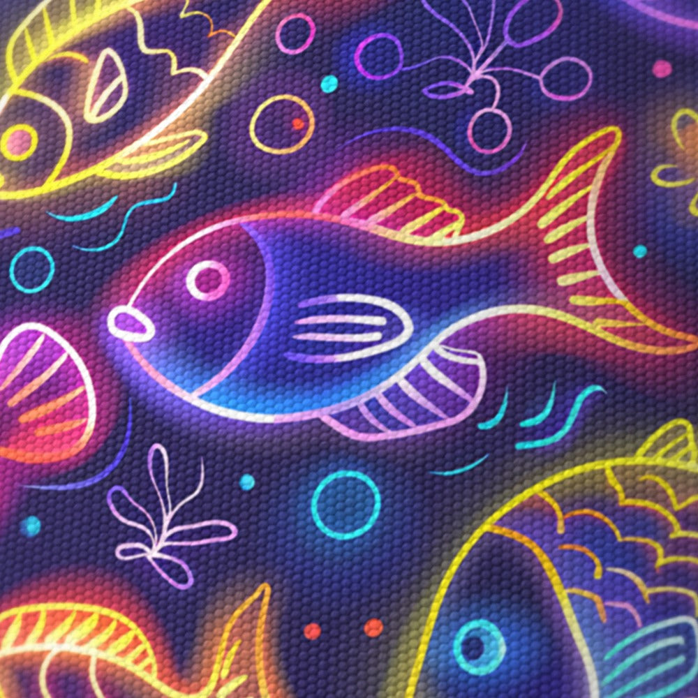 Neon Fish on Dark lampshade