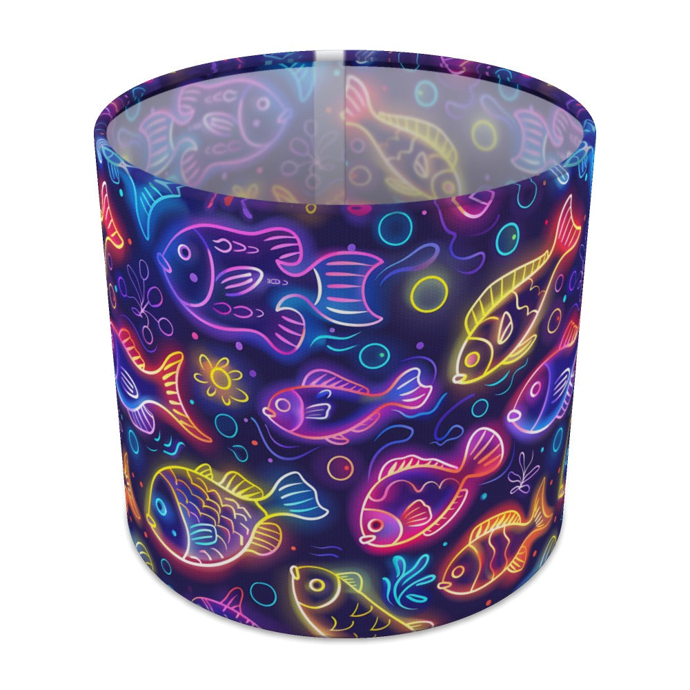 Neon Fish on Dark lampshade - 20cm Table