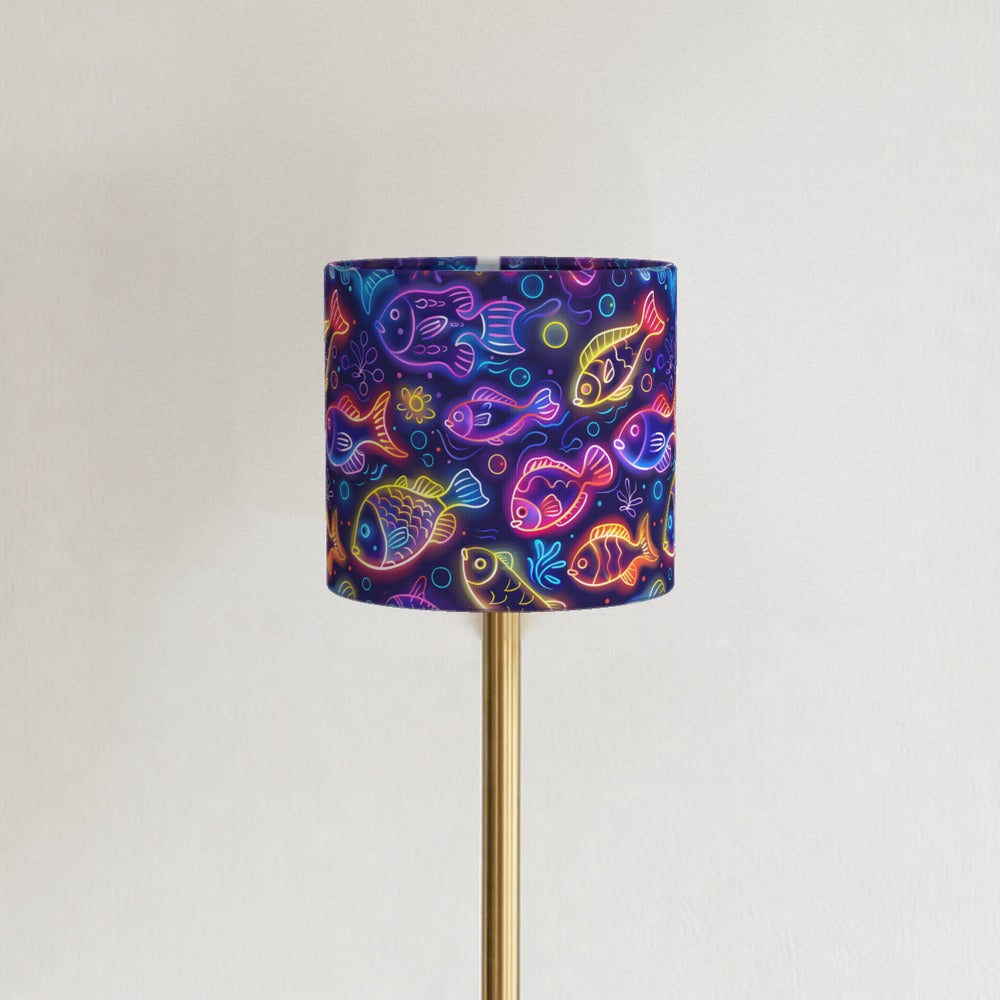 Neon Fish on Dark lampshade