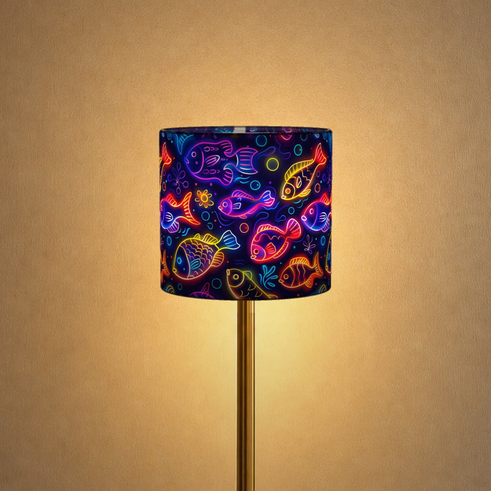 Neon Fish on Dark lampshade