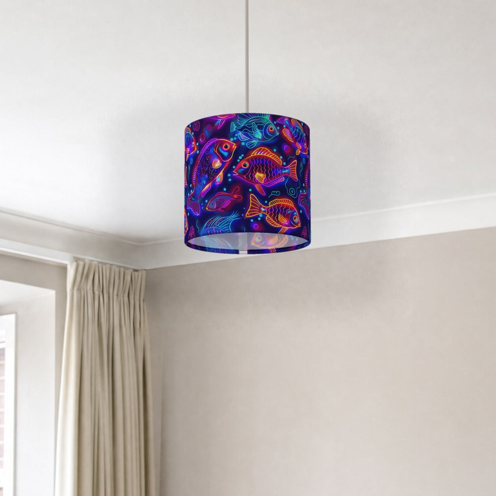 Vibrant Neon Fish lampshade
