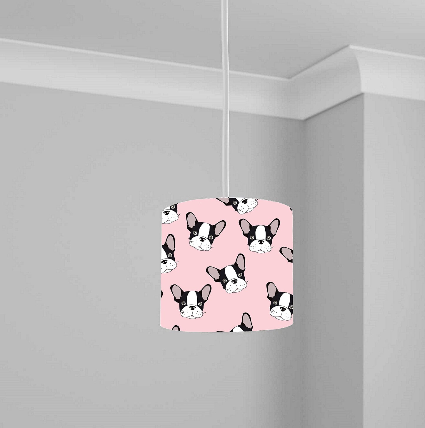 Pink Bulldog Puppy Pattern Ceiling Lampshade Lightshade for Nursery - 20cm x 18.5cm