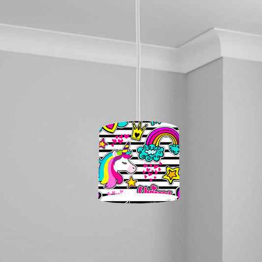 Rainbow Unicorn and Hearts Ceiling Lampshade Lightshade for Kids Room - 20cm x 18.5cm