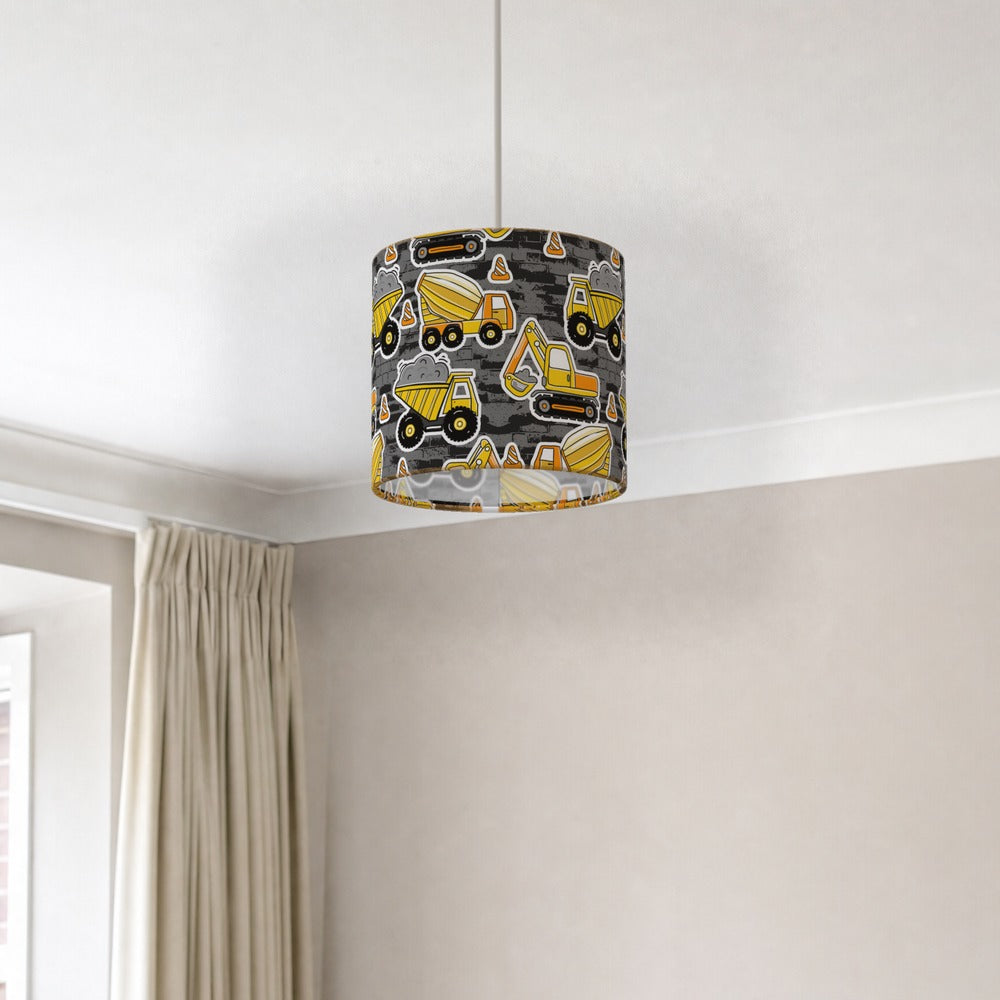 Blue Construction Vehicle Pattern lampshade