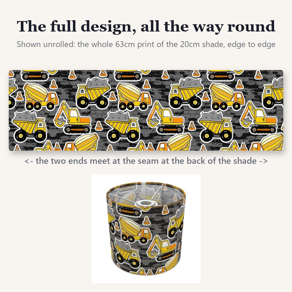 Blue Construction Vehicle Pattern lampshade