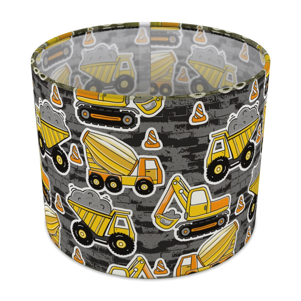 Blue Construction Vehicle Pattern lampshade - 25cm Table