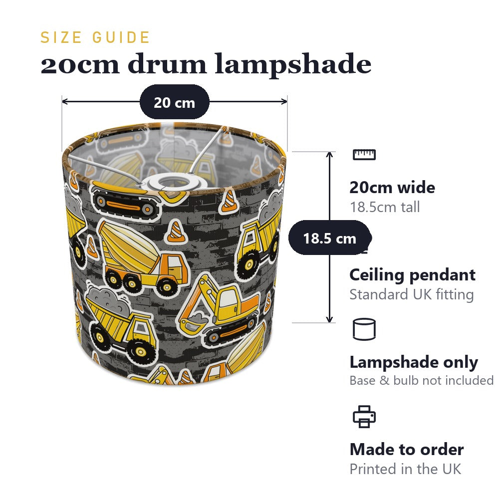 Blue Construction Vehicle Pattern lampshade
