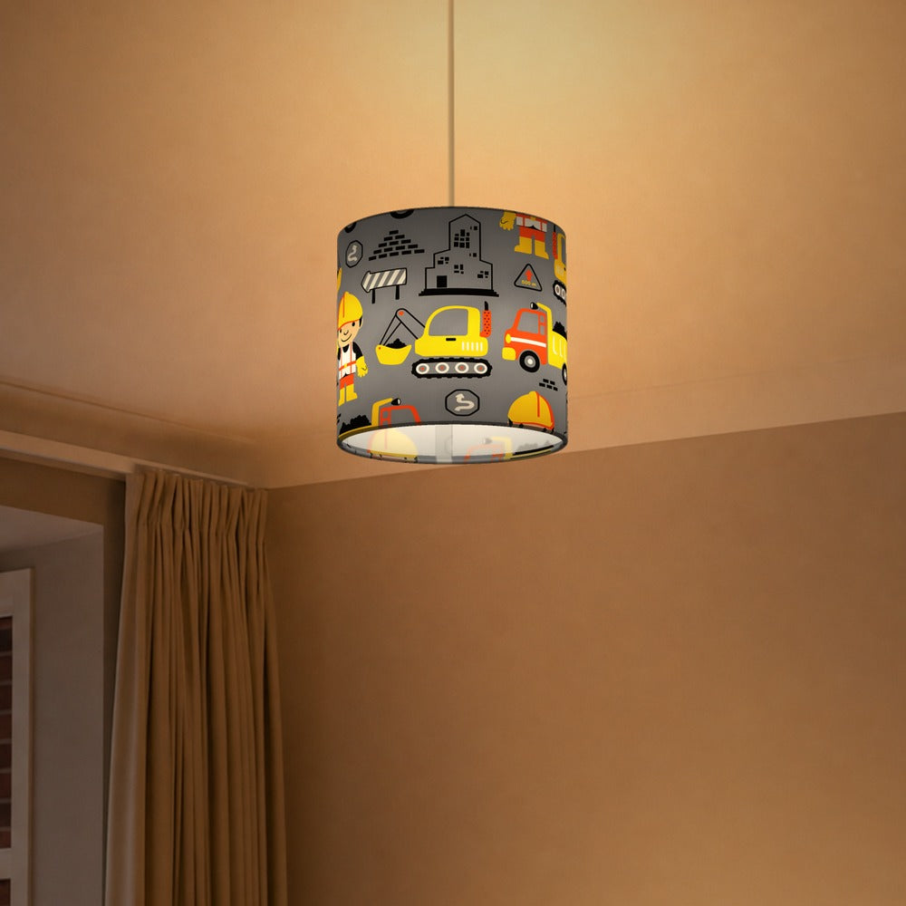 Multicoloured Construction Digger Builder lampshade