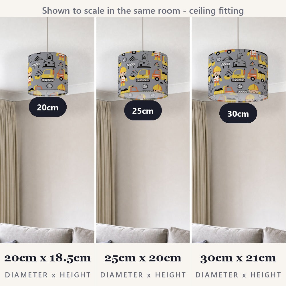Multicoloured Construction Digger Builder lampshade