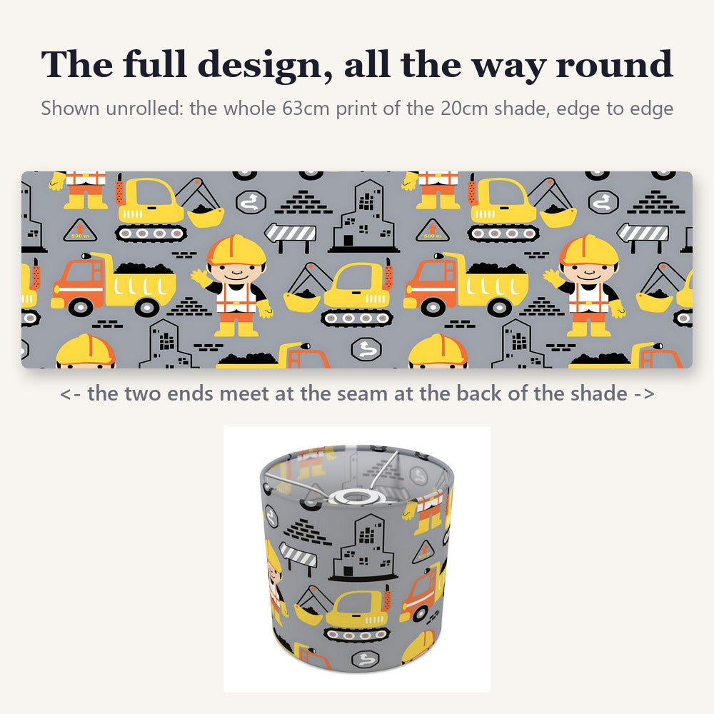 Multicoloured Construction Digger Builder lampshade