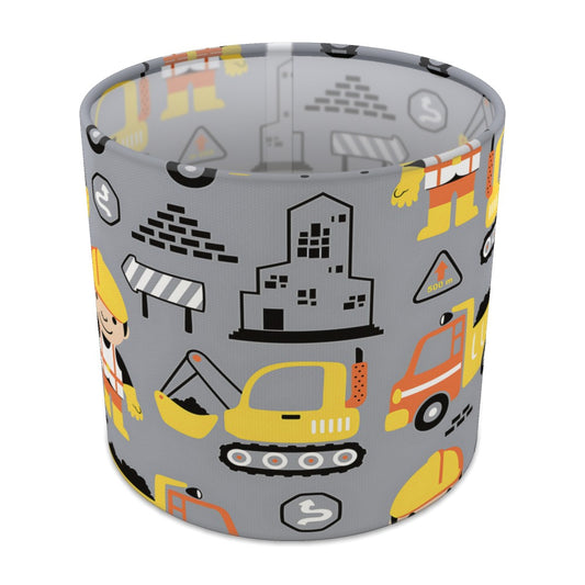 Multicoloured Construction Digger Builder lampshade - 20cm Table