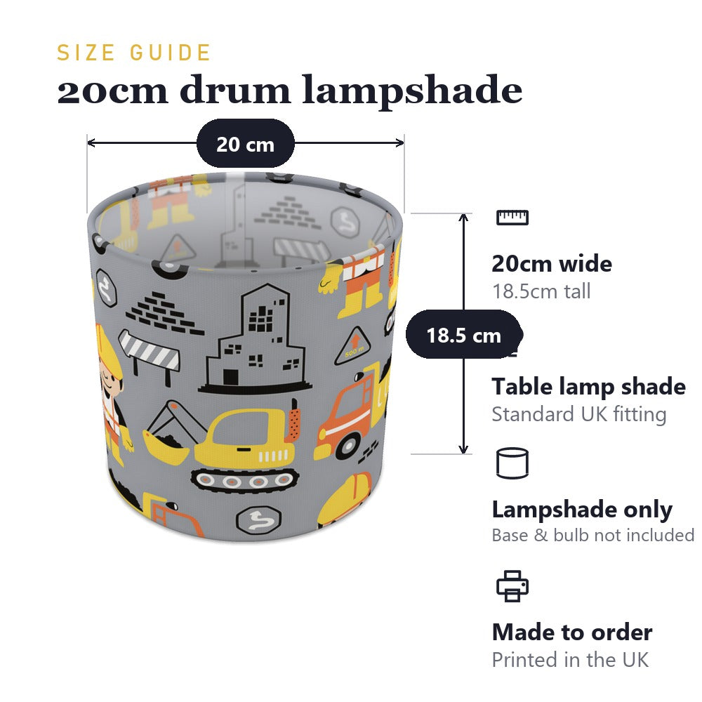 Multicoloured Construction Digger Builder lampshade