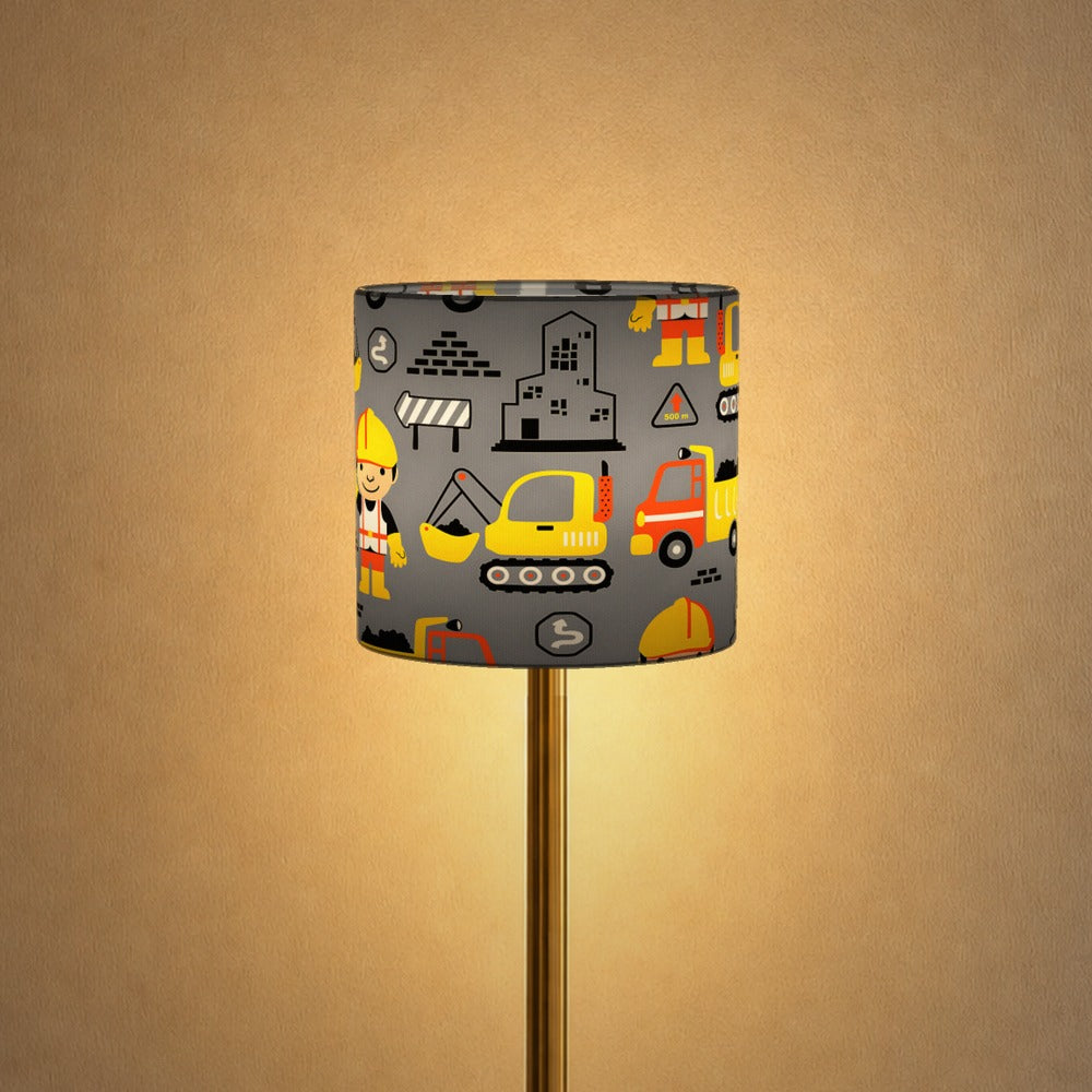 Multicoloured Construction Digger Builder lampshade