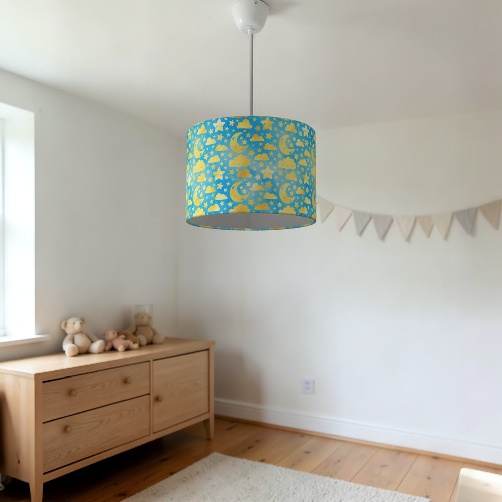 Gold Moon and Stars lampshade