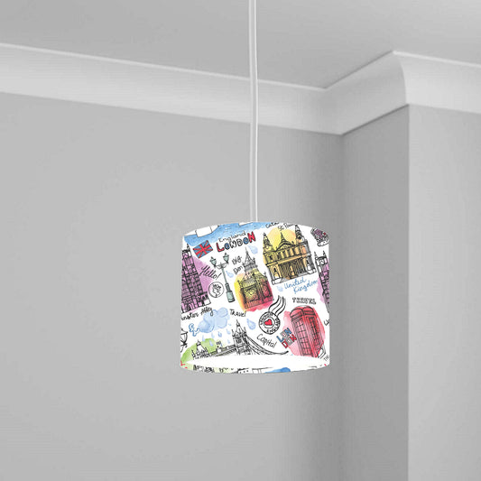 London Sketch Landmark Ceiling Lampshade Lightshade for Room - 20cm x 18.5cm