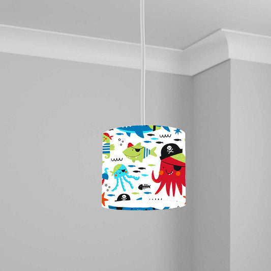 Pirate Adventure Squid and Fish Ceiling Lampshade Lightshade for Nursery - 20cm x 18.5cm