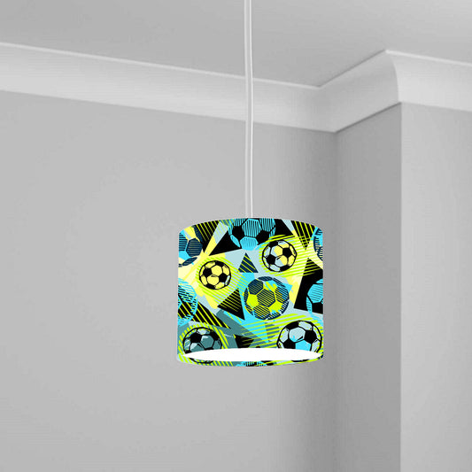 Blue and Yellow Soccer Ball Pattern Ceiling Lampshade Lightshade for Nursery - 20cm x 18.5cm