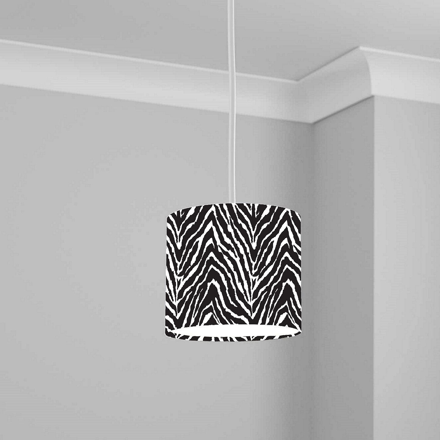Black and White Zebra Animal Print Ceiling Lampshade Lightshade for Nursery - 20cm x 18.5cm