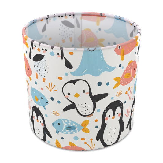 Playful Penguins with Fish lampshade - 20cm Table
