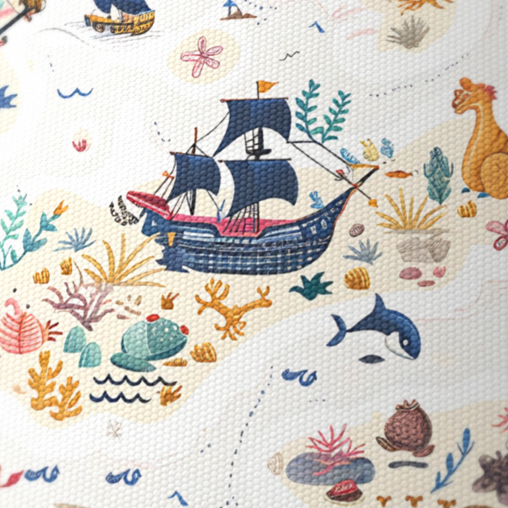 Colourful Ships and Sea Life lampshade