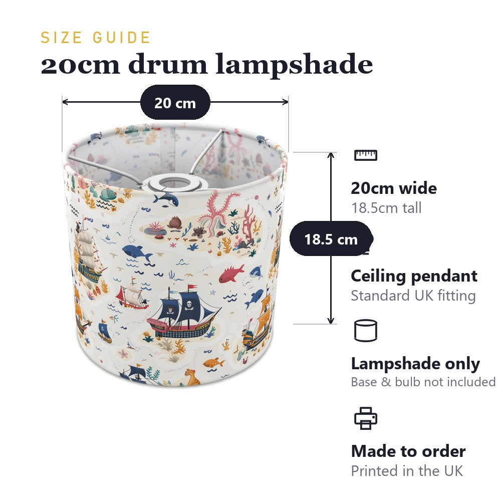 Colourful Ships and Sea Life lampshade
