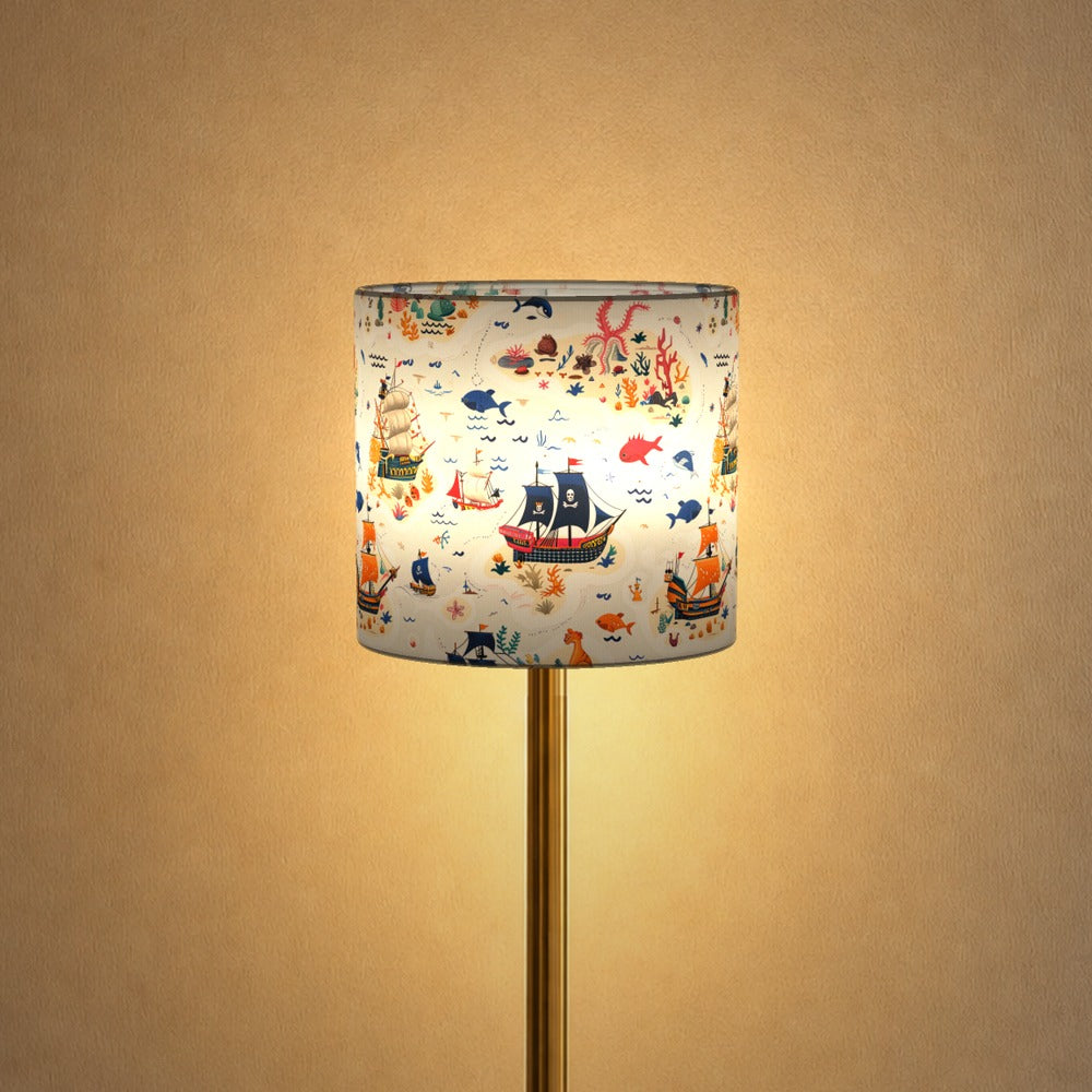 Colourful Ships and Sea Life lampshade