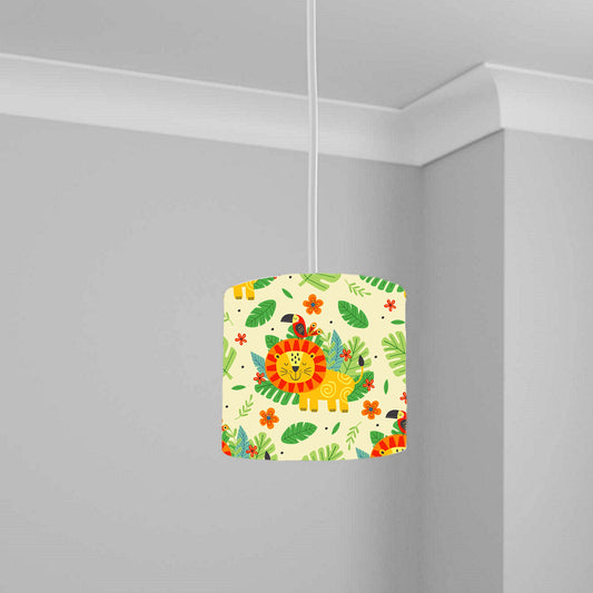 Jungle Safari Animal Print Ceiling Lampshade Lightshade for Nursery 1 2 3-20cm x 18.5cm