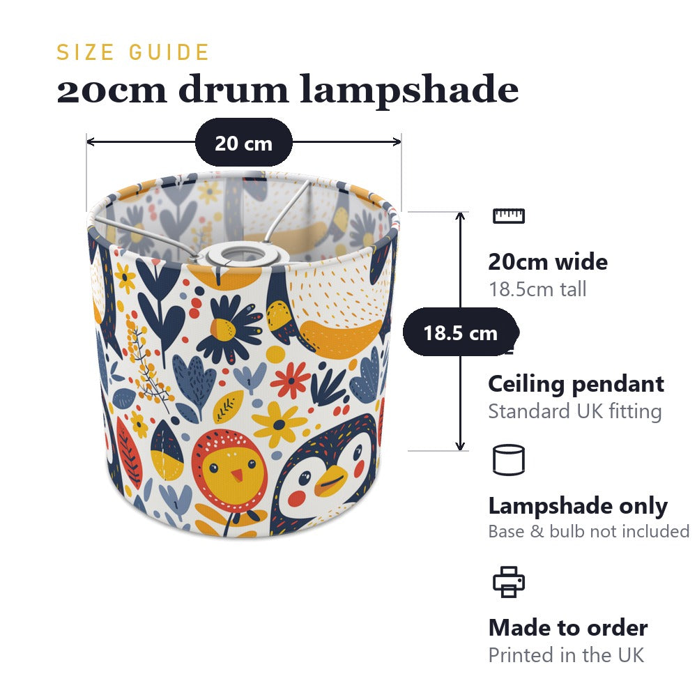 Playful Penguins and Flowers lampshade