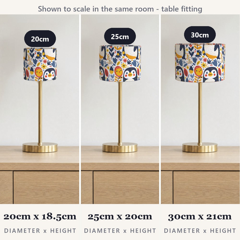 Playful Penguins and Flowers lampshade
