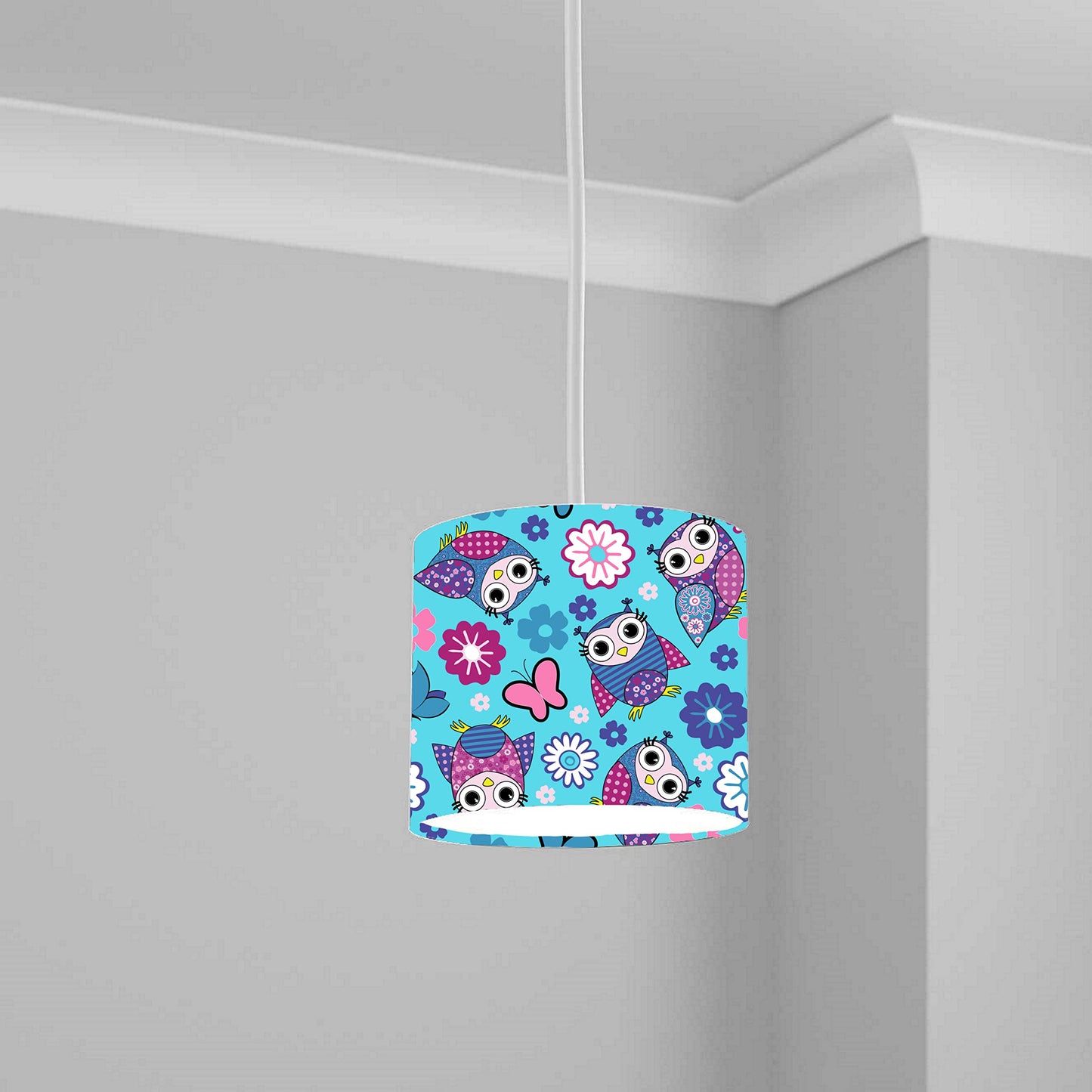 Owl Lampshade Blue Colorfull Kids Bird Bedroom lightshade Light Shade 20CMX18.5CM