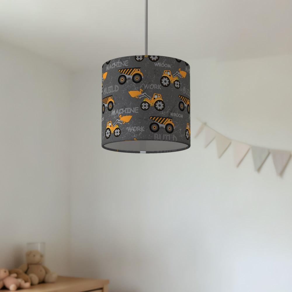 Construction Trucks Grey lampshade