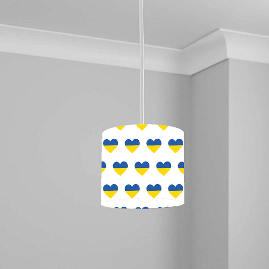 Blue and Yellow Heart Pattern Ceiling Lampshade Lightshade for Room - 20cm x 18.5cm