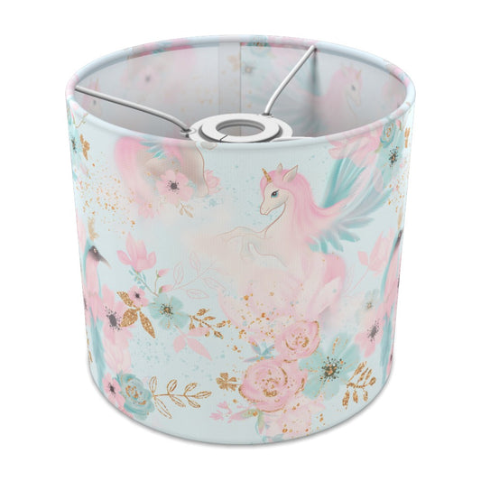 Pink Unicorn and Gold Floral lampshade - 20cm Ceiling