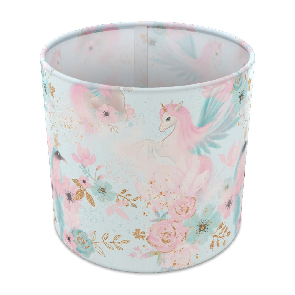 Pink Unicorn and Gold Floral lampshade - 20cm Table
