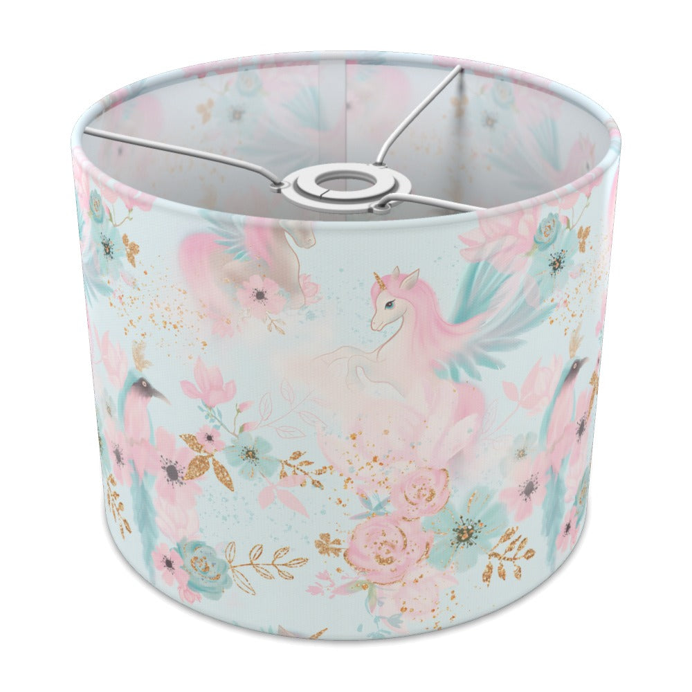 Pink Unicorn and Gold Floral lampshade - 25cm Ceiling