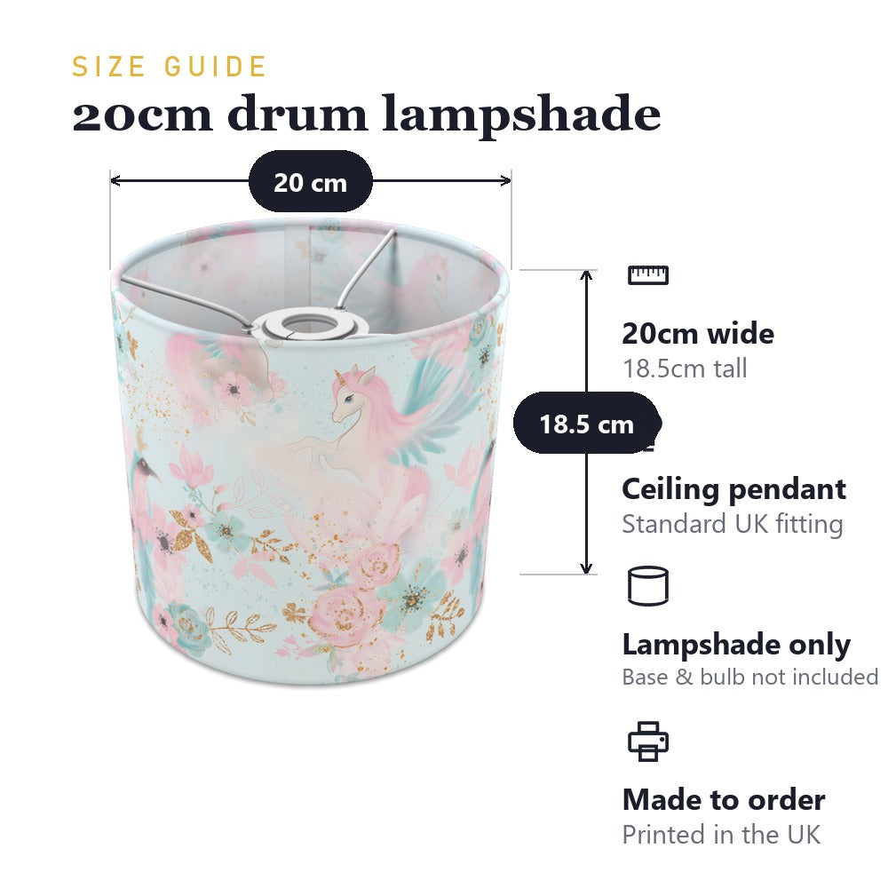 Pink Unicorn and Gold Floral lampshade