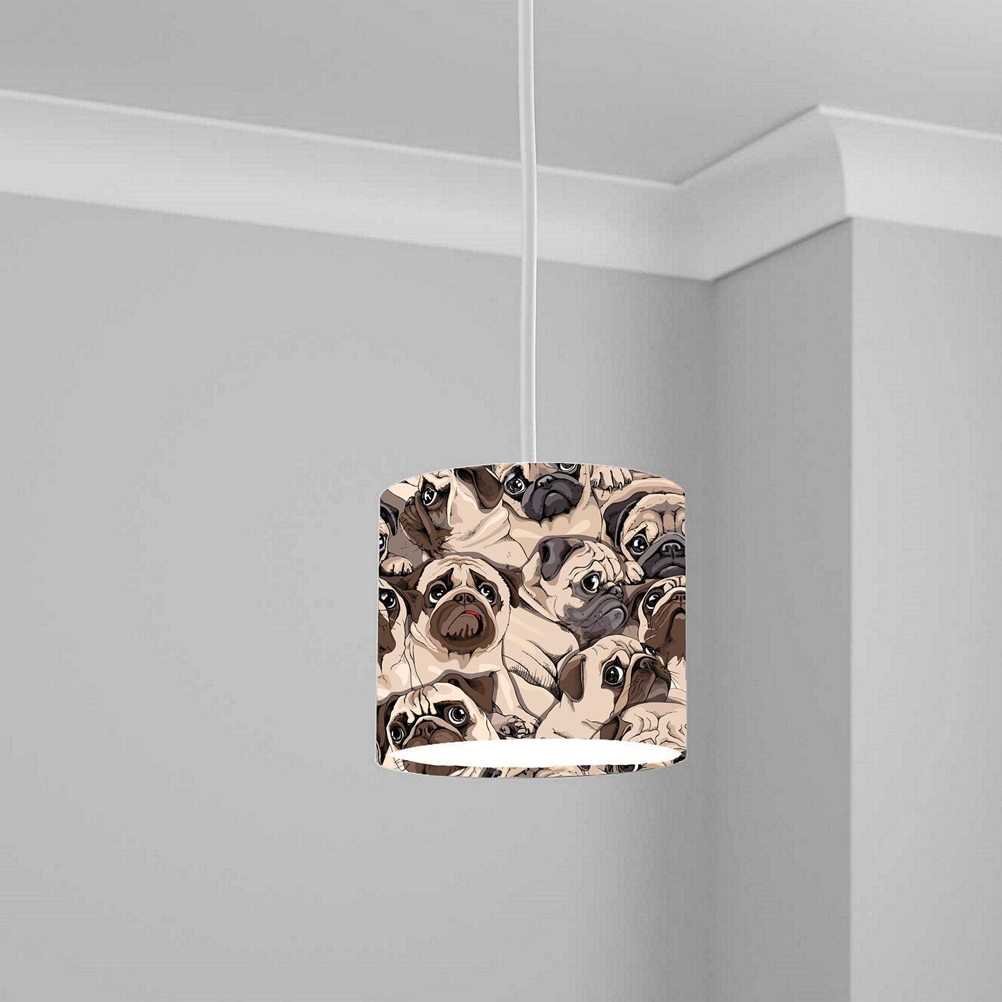 Dogs Lampshade Cute Pug Kids Puppy Paws Bedroom lightshade Light Shade 20CM X 18.5CM