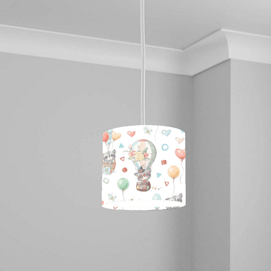 Whimsical Hot Air Balloon and Hearts Ceiling Lampshade Lightshade for Nursery - 20cm x 18.5cm