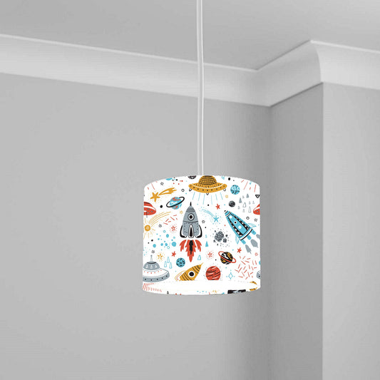 Colorful Space Rockets Ceiling Lampshade Lightshade for Kids Room - 20cm x 18.5cm