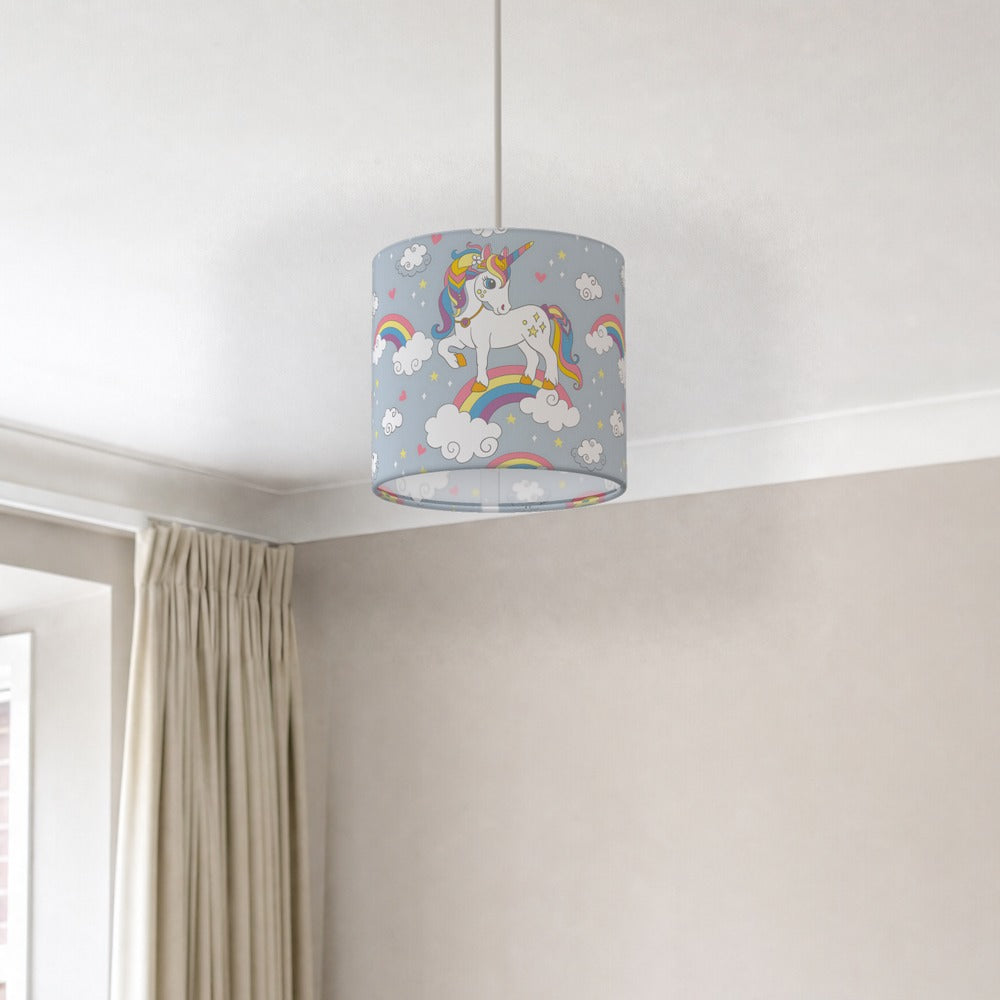 Enchanting Unicorn on Rainbow lampshade