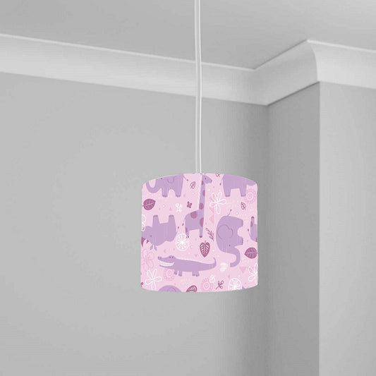 Pink Jungle Animal Print Ceiling Lampshade Lightshade for Nursery - 20cm x 18.5cm