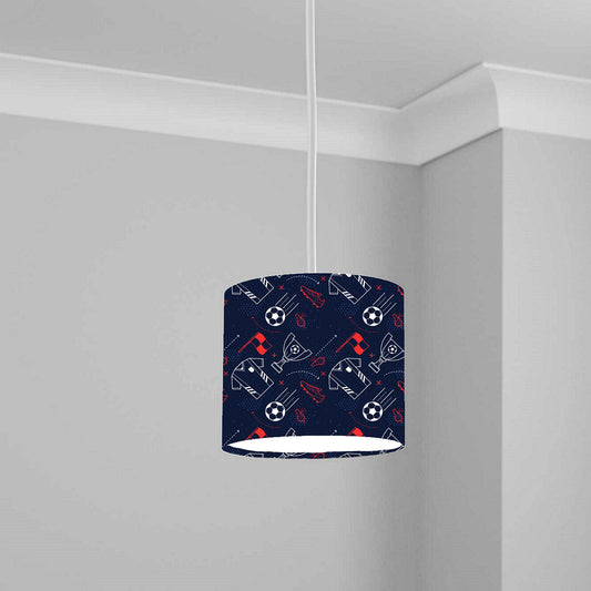 Navy Blue Soccer Theme Ceiling Lampshade Lightshade for Nursery - 20cm x 18.5cm